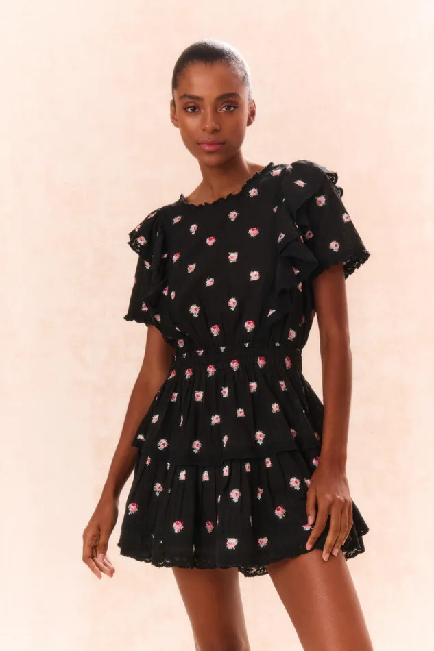 Dresses Women LoveShackFancy Natasha Cotton Floral Dress Black Combo