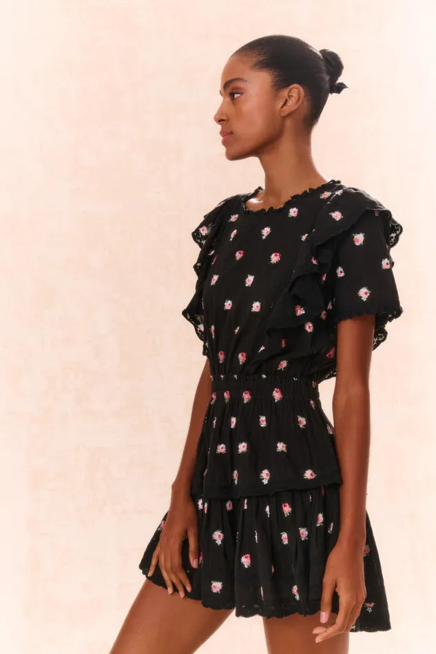 Dresses Women LoveShackFancy Natasha Cotton Floral Dress Black Combo