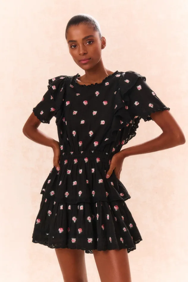 Dresses Women LoveShackFancy Natasha Cotton Floral Dress Black Combo