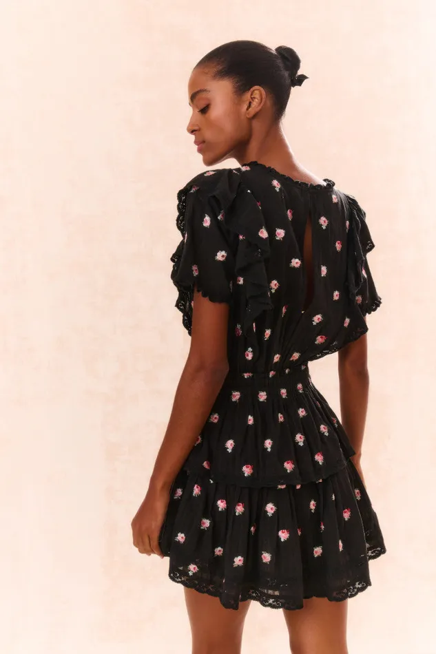 Dresses Women LoveShackFancy Natasha Cotton Floral Dress Black Combo