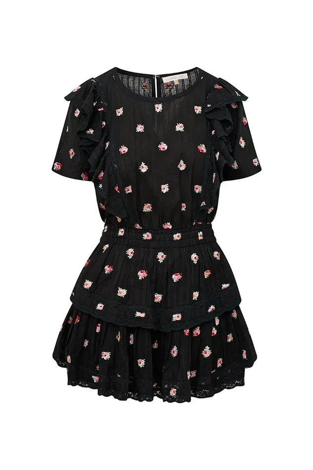 Dresses Women LoveShackFancy Natasha Cotton Floral Dress Black Combo