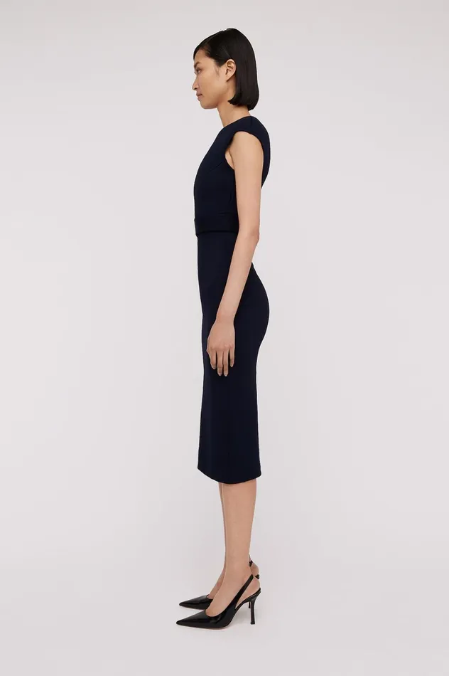 Dresses Women Scanlan Theodore CREPE KNIT CAP SLEEVE DRESS Navy Dresses Women Scanlan Theodore CREPE KNIT CAP SLEEVE DRESS Navy