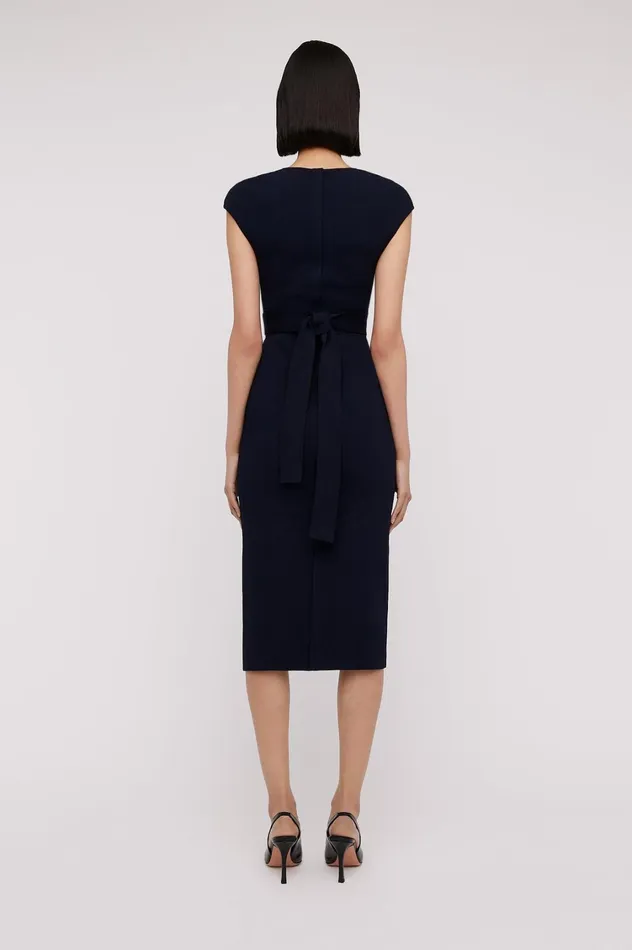 Dresses Women Scanlan Theodore CREPE KNIT CAP SLEEVE DRESS Navy Dresses Women Scanlan Theodore CREPE KNIT CAP SLEEVE DRESS Navy