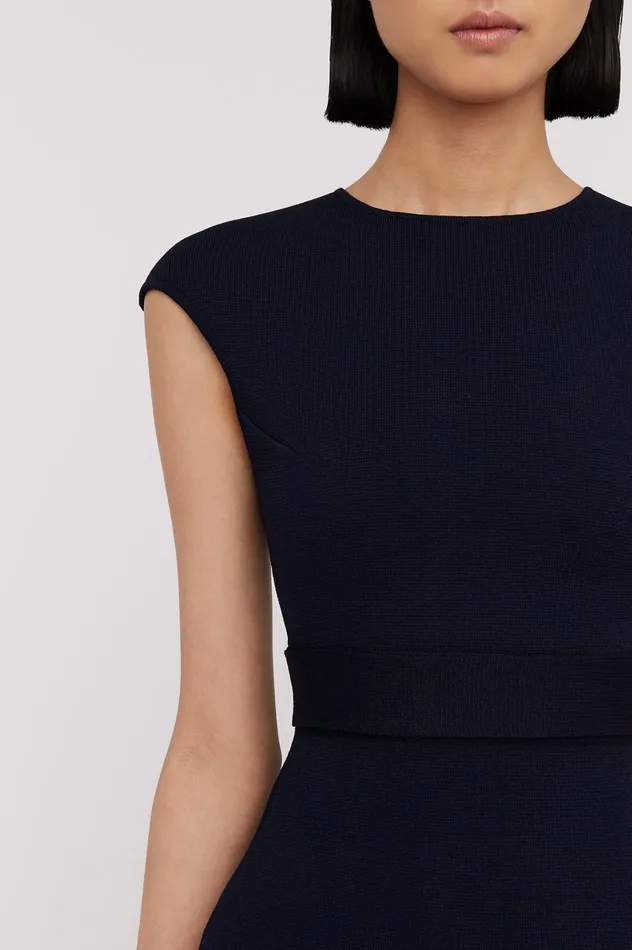 Dresses Women Scanlan Theodore CREPE KNIT CAP SLEEVE DRESS Navy Dresses Women Scanlan Theodore CREPE KNIT CAP SLEEVE DRESS Navy