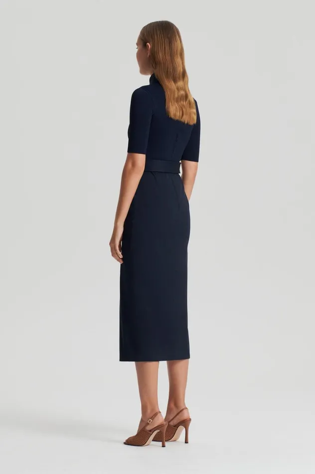Dresses Women Scanlan Theodore CREPE KNIT PENCIL COTTON DRESS Navy Dresses Women Scanlan Theodore CREPE KNIT PENCIL COTTON DRESS Navy