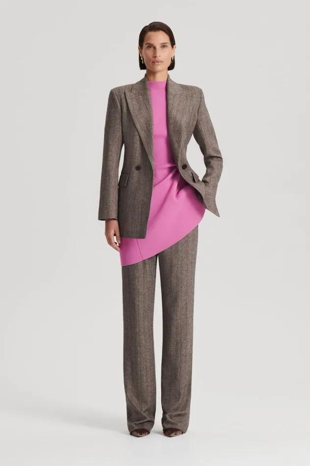 Dresses Women Scanlan Theodore CREPE KNIT PEPLUM DRESS Peony