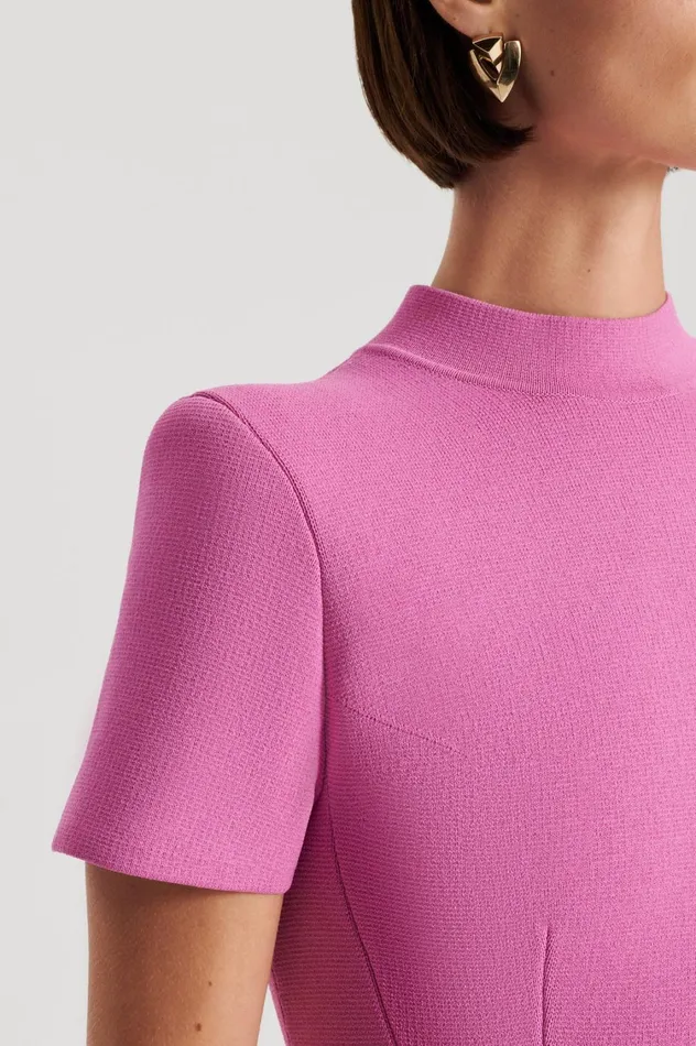 Dresses Women Scanlan Theodore CREPE KNIT PEPLUM DRESS Peony Dresses Women Scanlan Theodore CREPE KNIT PEPLUM DRESS Peony