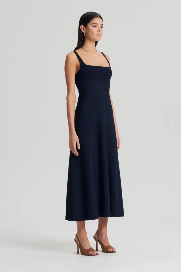 Dresses Women Scanlan Theodore CREPE KNIT SQUARE NECK DRESS Navy Dresses Women Scanlan Theodore CREPE KNIT SQUARE NECK DRESS Navy