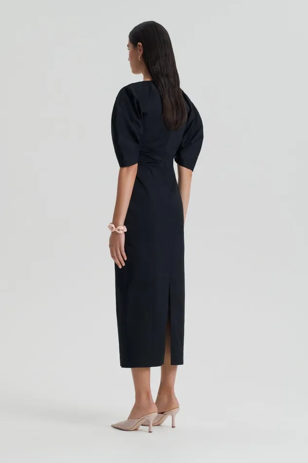 Dresses Women Scanlan Theodore SATEEN COTTON TAILORED DRESS Black Dresses Women Scanlan Theodore SATEEN COTTON TAILORED DRESS Black