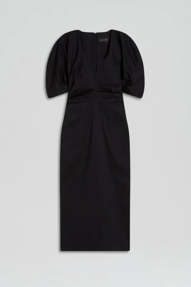 Dresses Women Scanlan Theodore SATEEN COTTON TAILORED DRESS Black Dresses Women Scanlan Theodore SATEEN COTTON TAILORED DRESS Black