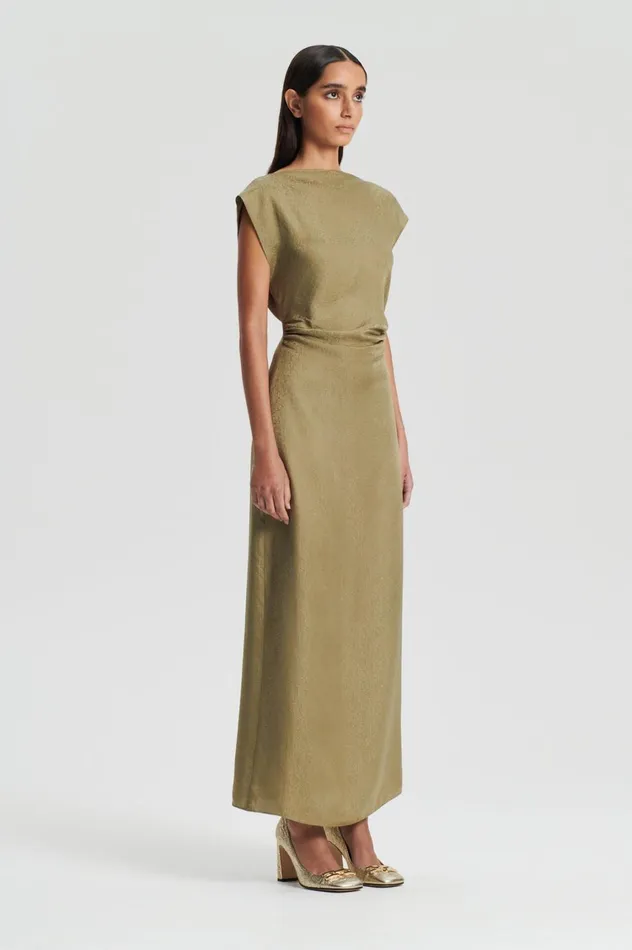 Dresses Women Scanlan Theodore SILK JACQUARD DRESS Olive Dresses Women Scanlan Theodore SILK JACQUARD DRESS Olive