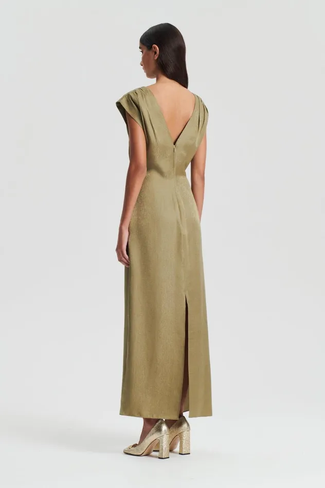 Dresses Women Scanlan Theodore SILK JACQUARD DRESS Olive Dresses Women Scanlan Theodore SILK JACQUARD DRESS Olive