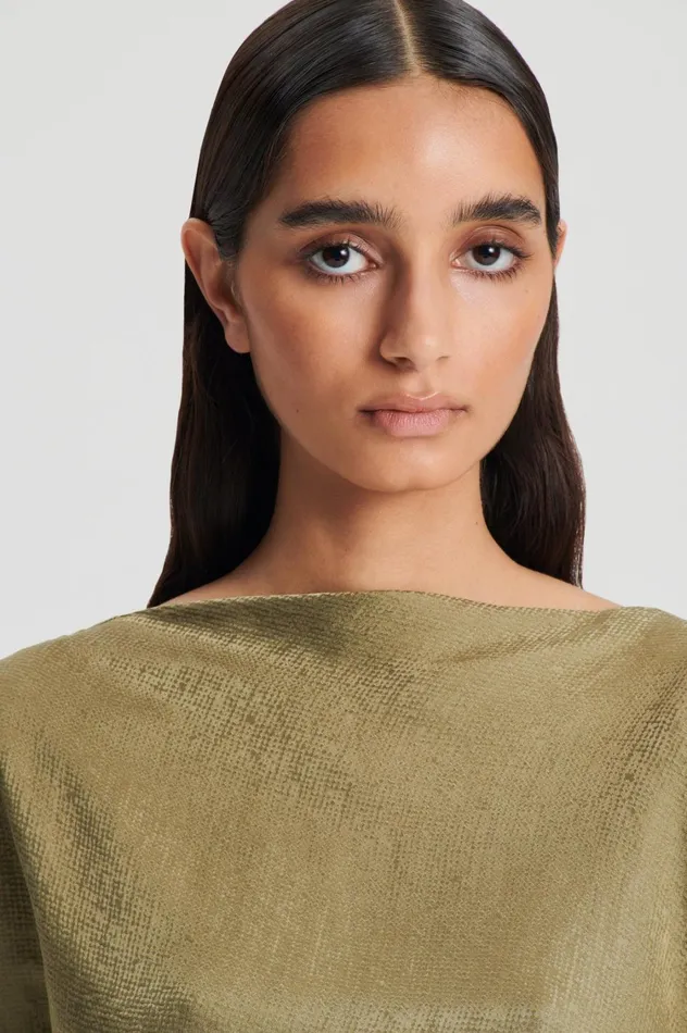 Dresses Women Scanlan Theodore SILK JACQUARD DRESS Olive Dresses Women Scanlan Theodore SILK JACQUARD DRESS Olive