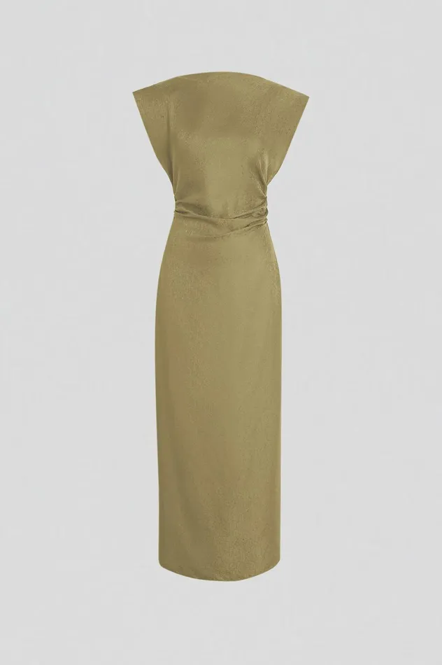 Dresses Women Scanlan Theodore SILK JACQUARD DRESS Olive Dresses Women Scanlan Theodore SILK JACQUARD DRESS Olive