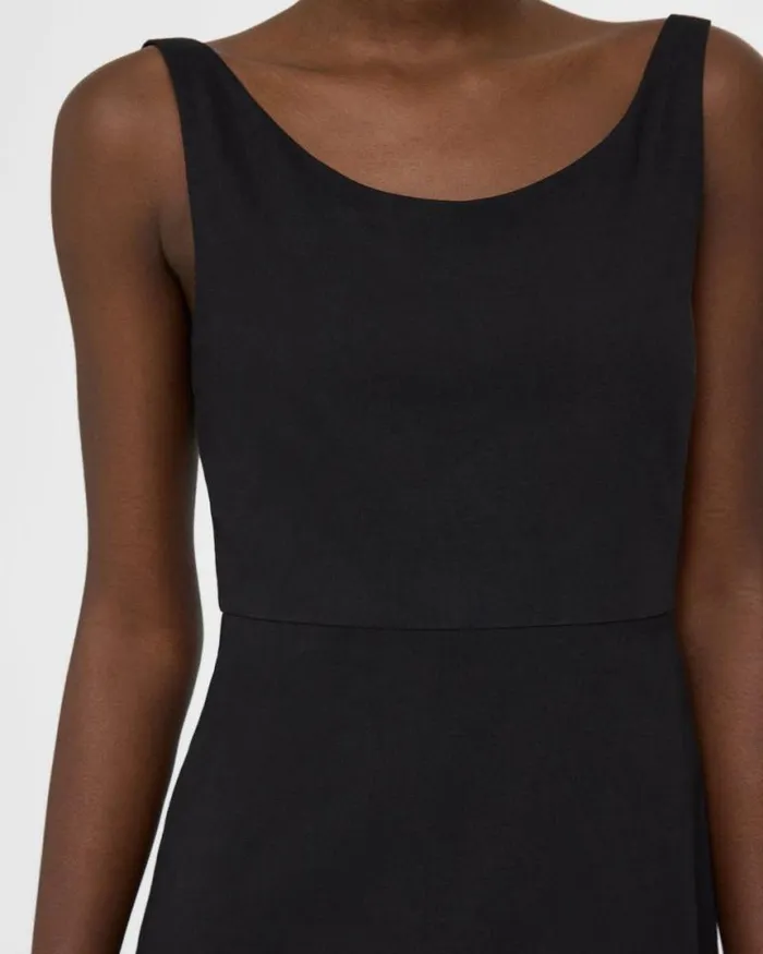 Dresses Women Theory Ballerina Neckline Mini Dress In Good Linen Black