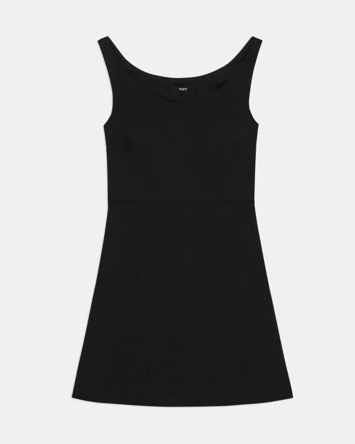 Dresses Women Theory Ballerina Neckline Mini Dress In Good Linen Black