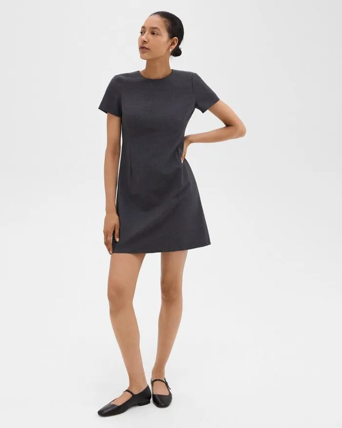 Dresses Women Theory Sheath Dress In Good Wool Charcoal Melange