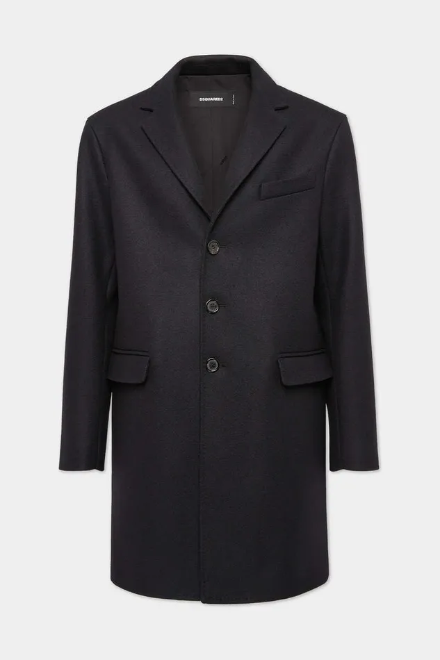 Dsquared2 Coats and Outerwear Felted Wool Soft Shoulder Coat Black 8211 Men