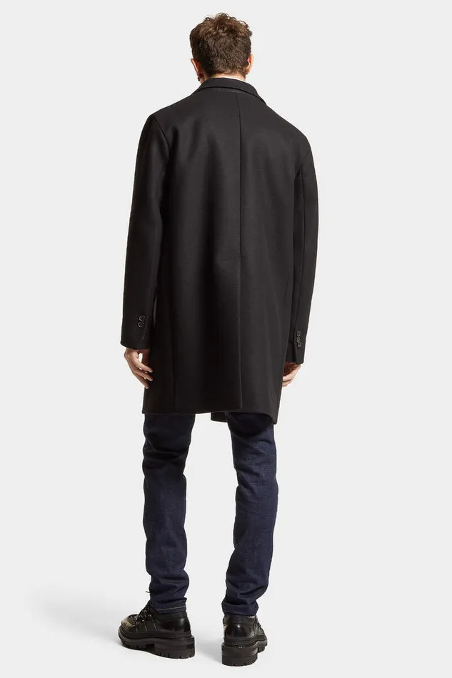 Dsquared2 Coats and Outerwear Felted Wool Soft Shoulder Coat Black 8211 Men