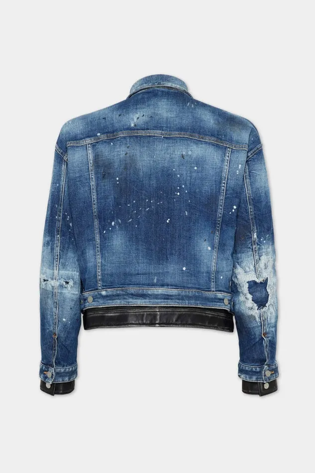 Dsquared2 Coats and Outerwear Medium Ripped Wash Rider Dan Jean Jacket Navy 8211 Men