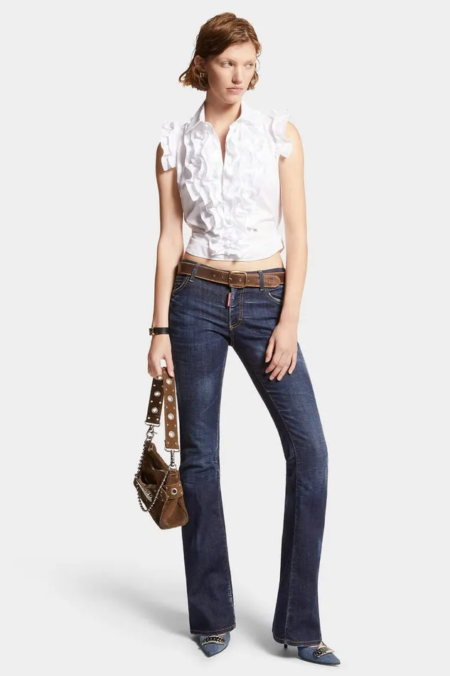 Dsquared2 Jeans Dark Clean Wash Medium Waist Flare Jeans Navy 8211 Women