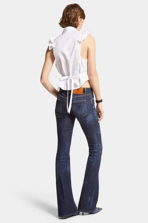 Dsquared2 Jeans Dark Clean Wash Medium Waist Flare Jeans Navy 8211 Women