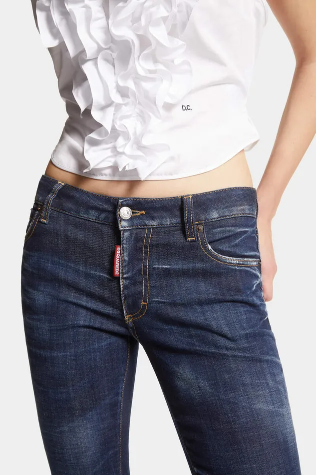 Dsquared2 Jeans Dark Clean Wash Medium Waist Flare Jeans Navy 8211 Women