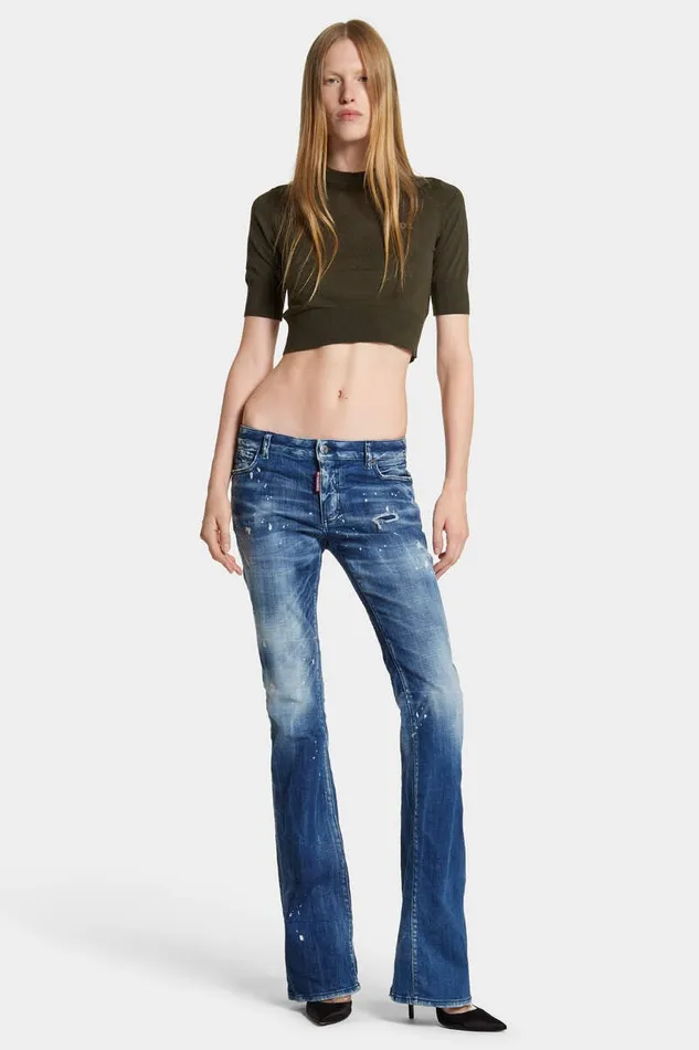 Dsquared2 Jeans Medium Filo Blu Wash Medium Waist Flare Jeans Navy 8211 Women