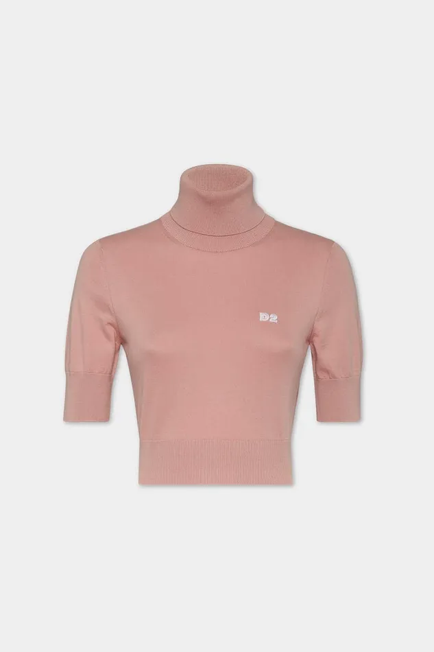 Dsquared2 Knitwear Cropped D2 Turtleneck Powder Rose 8211 Women