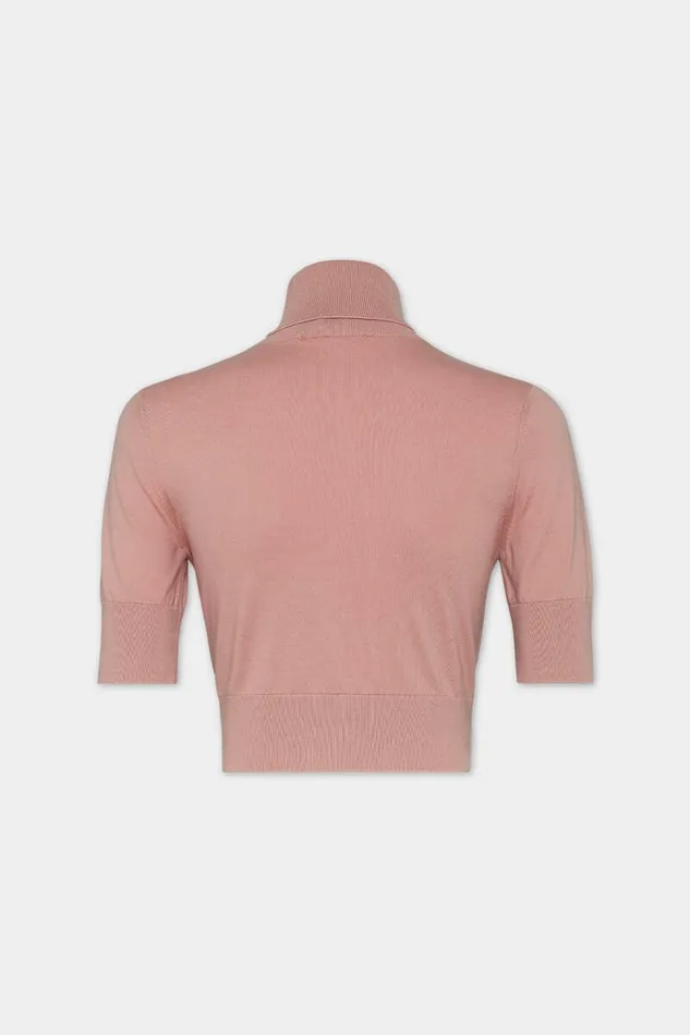 Dsquared2 Knitwear Cropped D2 Turtleneck Powder Rose 8211 Women
