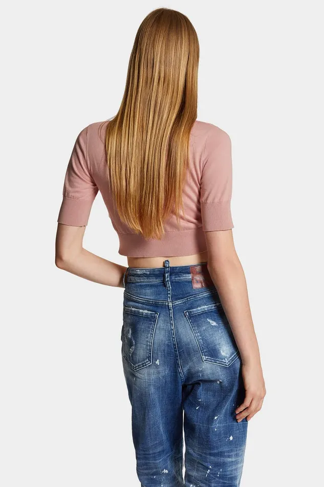 Dsquared2 Knitwear Cropped D2 Turtleneck Powder Rose 8211 Women