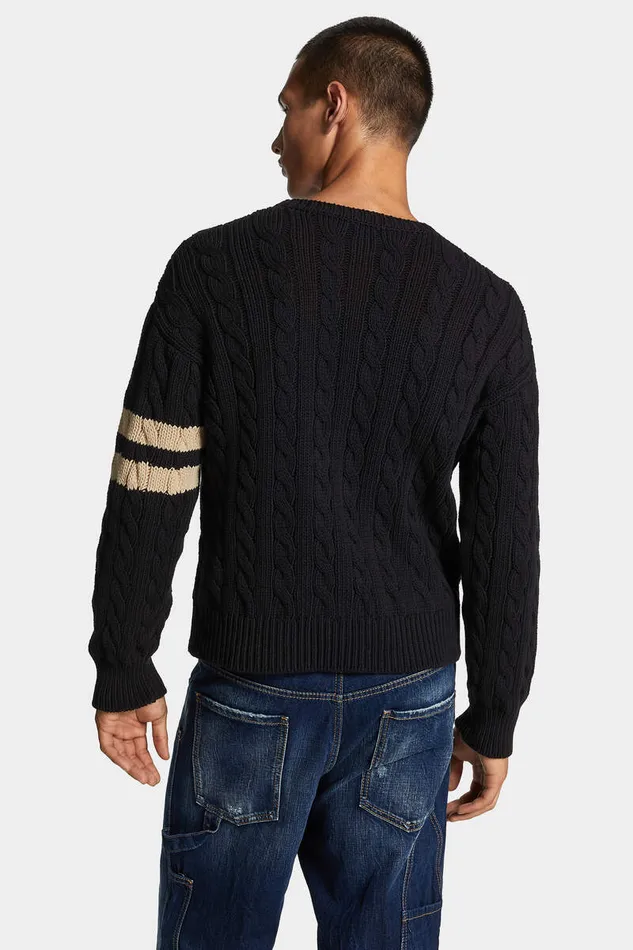 Dsquared2 Knitwear Denim Detail Knit Pullover Bordeaux 8211 Men