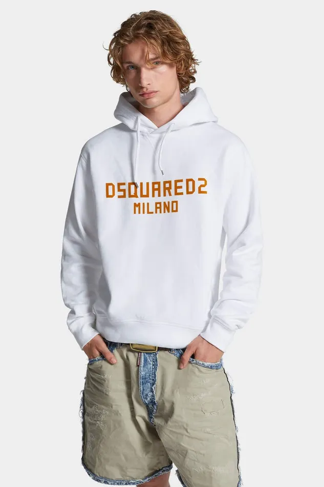Dsquared2 Sweatshirts Cool Fit Milano Hoodie Whiteochre 8211 Men