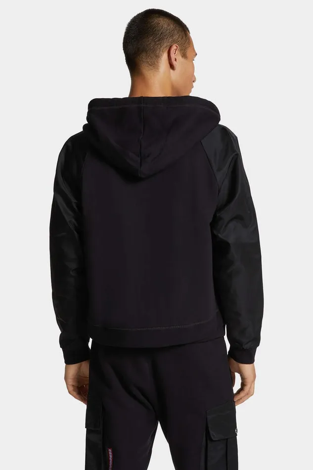Dsquared2 Sweatshirts Cropped Relax Fit Utility Hoodie Black 8211 Men