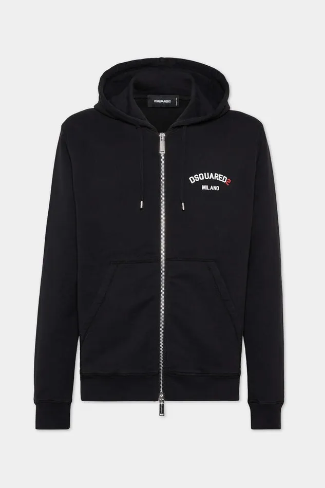 Dsquared2 Sweatshirts Dyed Cool Fit Zipped Hoodie Black 8211 Men