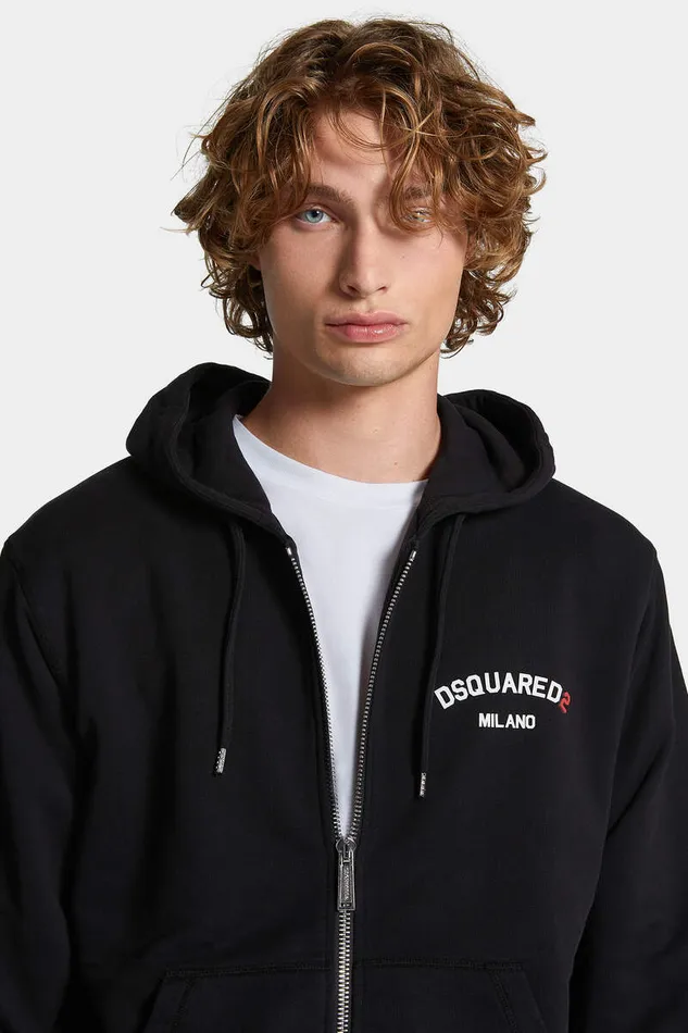 Dsquared2 Sweatshirts Dyed Cool Fit Zipped Hoodie Black 8211 Men
