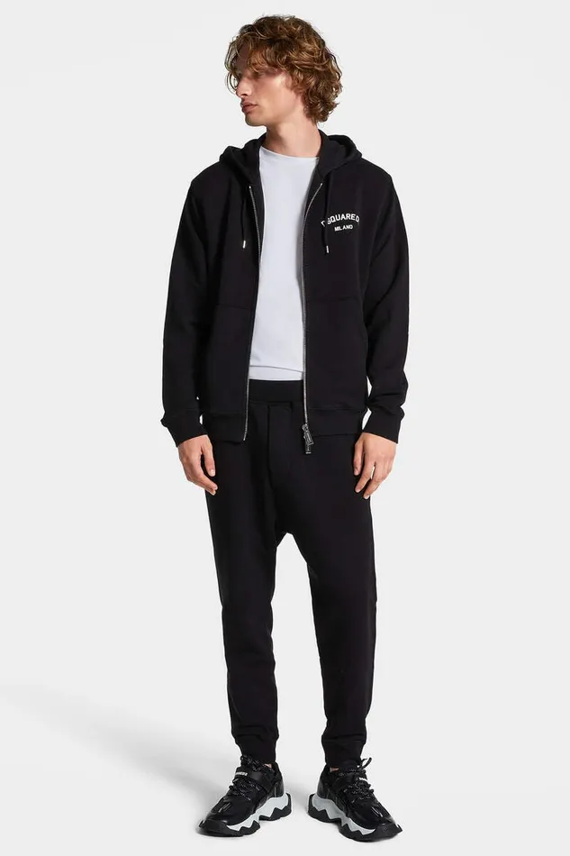 Dsquared2 Sweatshirts Dyed Cool Fit Zipped Hoodie Black 8211 Men