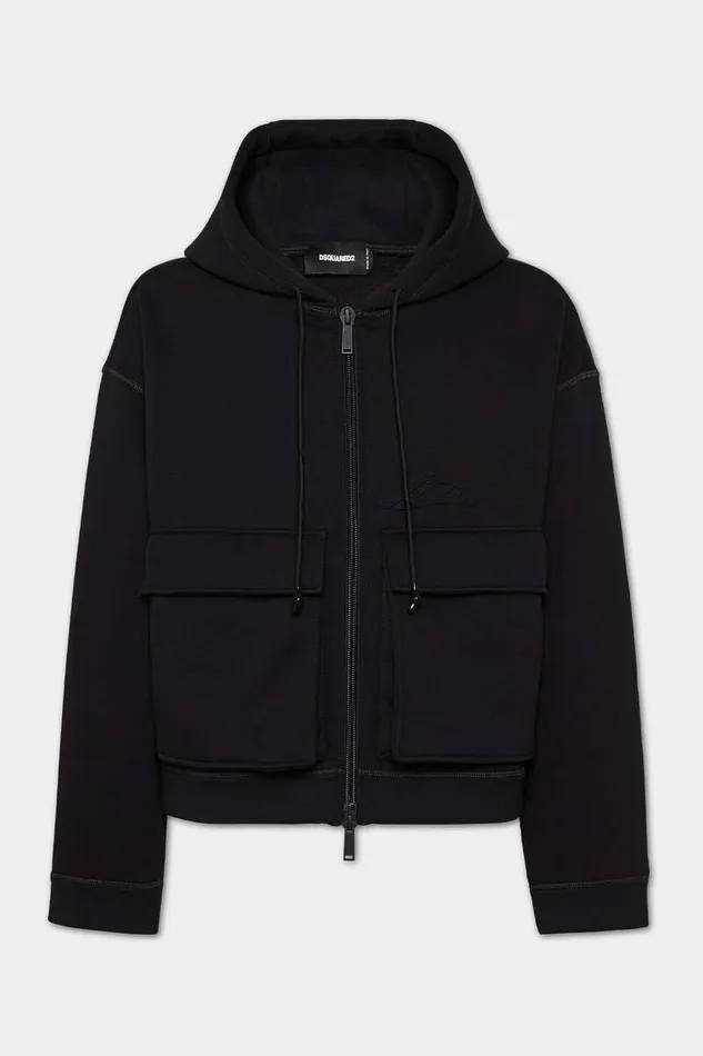 Dsquared2 Sweatshirts Icon New Generation Balloon Cargo Zip Hoodie Black 8211 Men