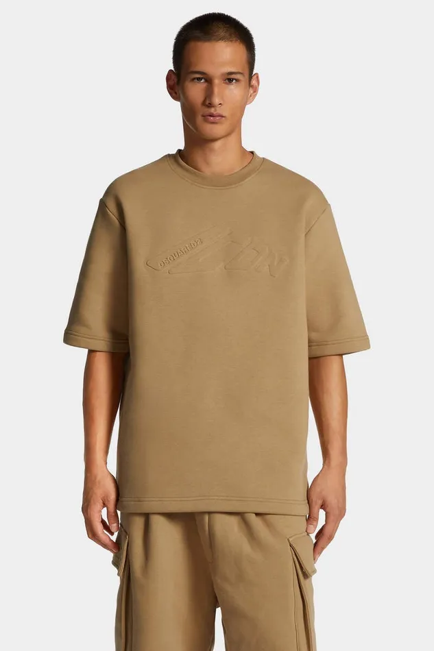 Dsquared2 Sweatshirts Icon New Generation Loose Fit ShortSleeve Sweatshirt Khaki 8211 Men