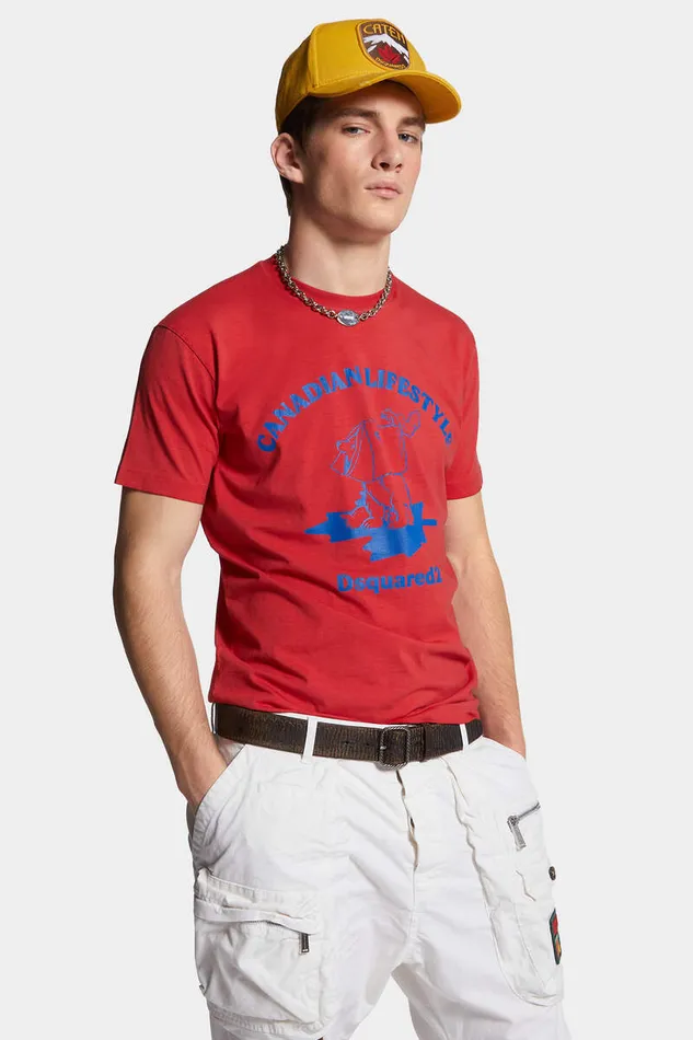 Dsquared2 TShirts and Polo Best Fade Dyed Cool Fit Bear TShirt Red 8211 Men