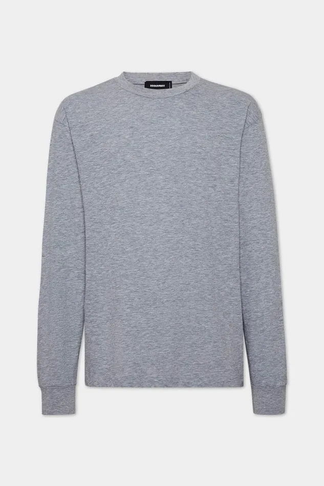 Dsquared2 TShirts and Polo Wash Loose Fit D2 Milano Long Sleeve TShirt Grey Melange 8211 Men
