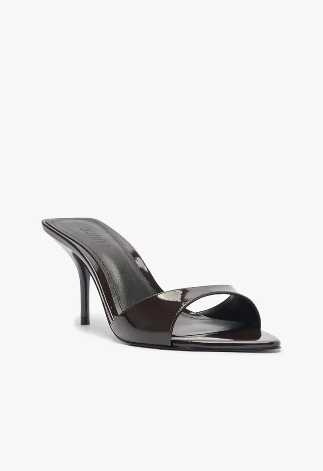 Elodie Patent Leather Sandal Dark Brown Women Schutz Shoes Mules