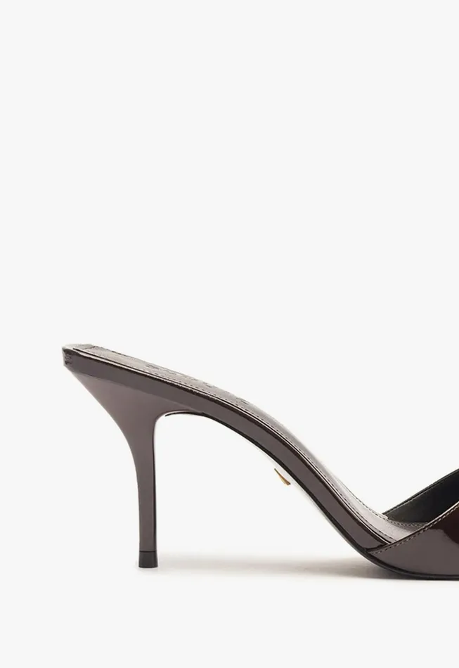 Elodie Patent Leather Sandal Dark Brown Women Schutz Shoes Mules