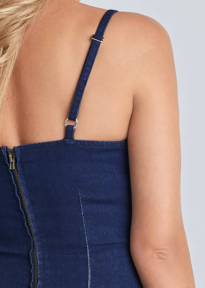 EMBROIDERED DENIM DRESS Dark Wash Women VENUS Sundresses