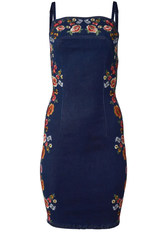 EMBROIDERED DENIM DRESS Dark Wash Women VENUS Sundresses