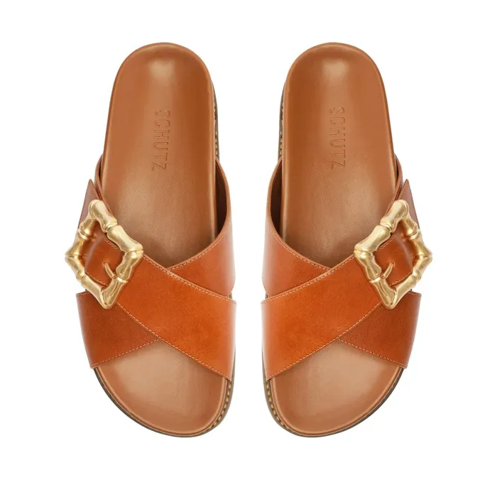 Enola Crossed Sporty Sandal Camel Women Schutz Shoes Enola