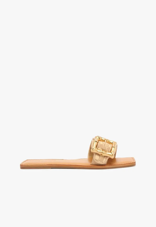 Enola Woven Leather Sandal Beige Women Schutz Shoes Enola