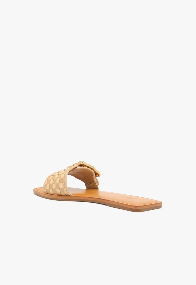 Enola Woven Leather Sandal Beige Women Schutz Shoes Enola