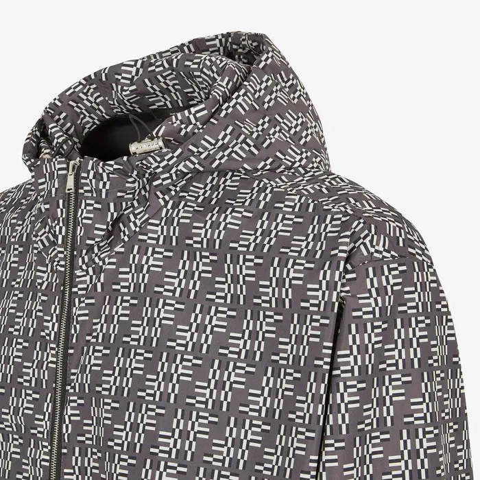 Fendi Activewear Blouson Gray FF Labyrinth Nylon Windbreaker Jacket 8211 Men