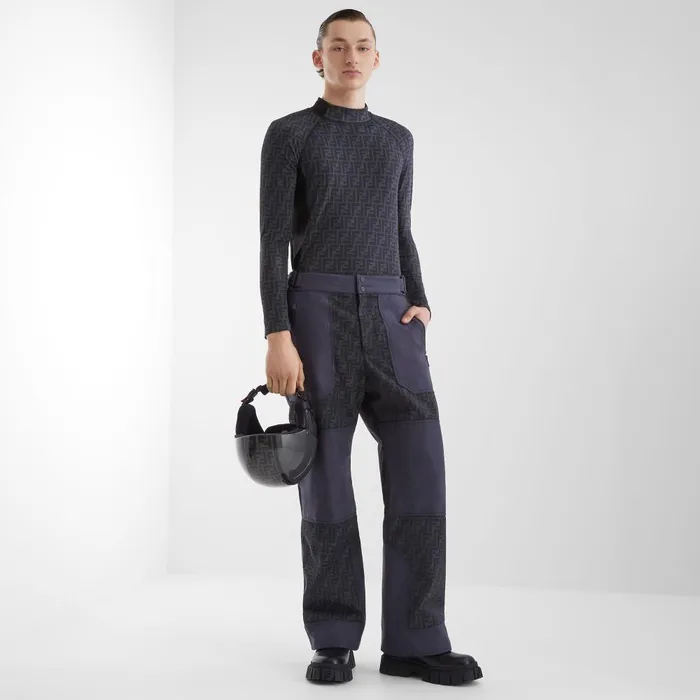 Fendi Activewear Ski Pants Blue FF Jacquard Pants 8211 Men